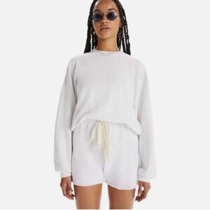 NWT NEW Mother the Loosen Up Crop Cropped Sweatshirt White Small
